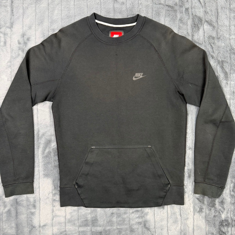 Nike Tech Fleece Crewneck Sweatshirt Mens Small Black Pullover 545163-012